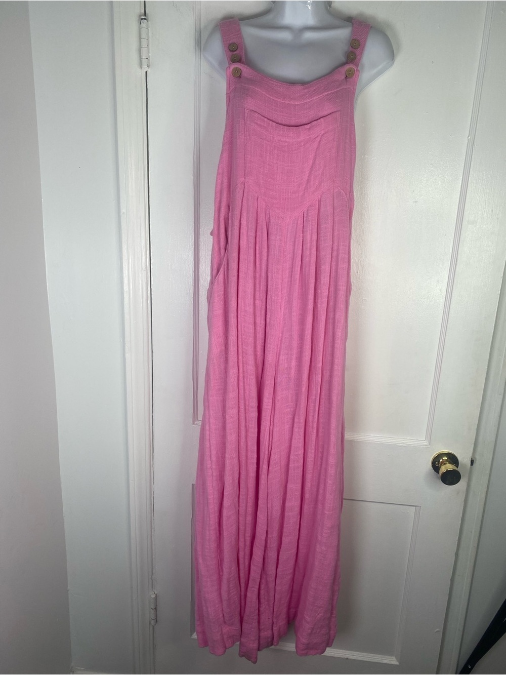 Free People Pink Maxi Jumper Dress with Button Straps